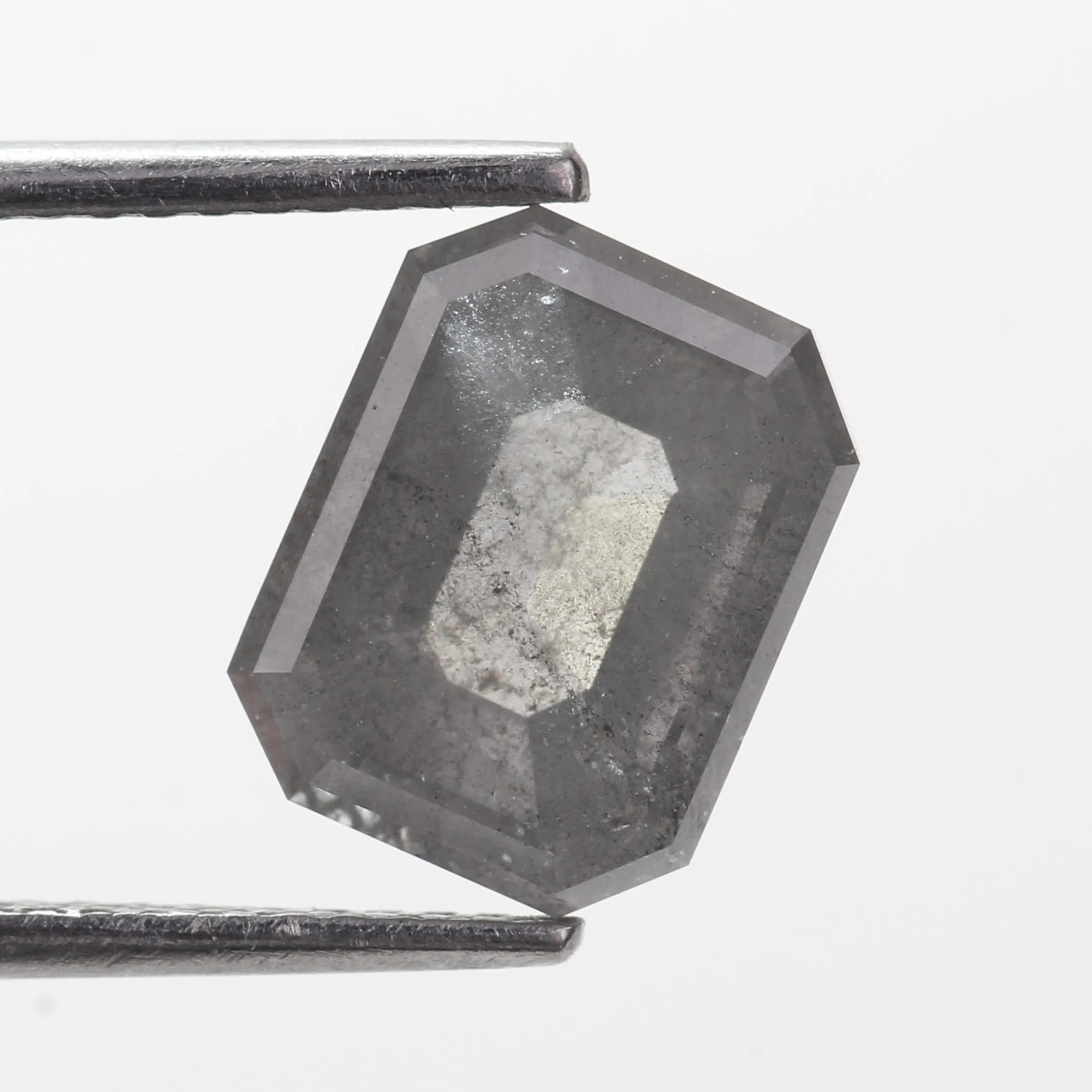 3 Carat Emerald Cut Salt and Pepper Diamond Natural 9.35 MM