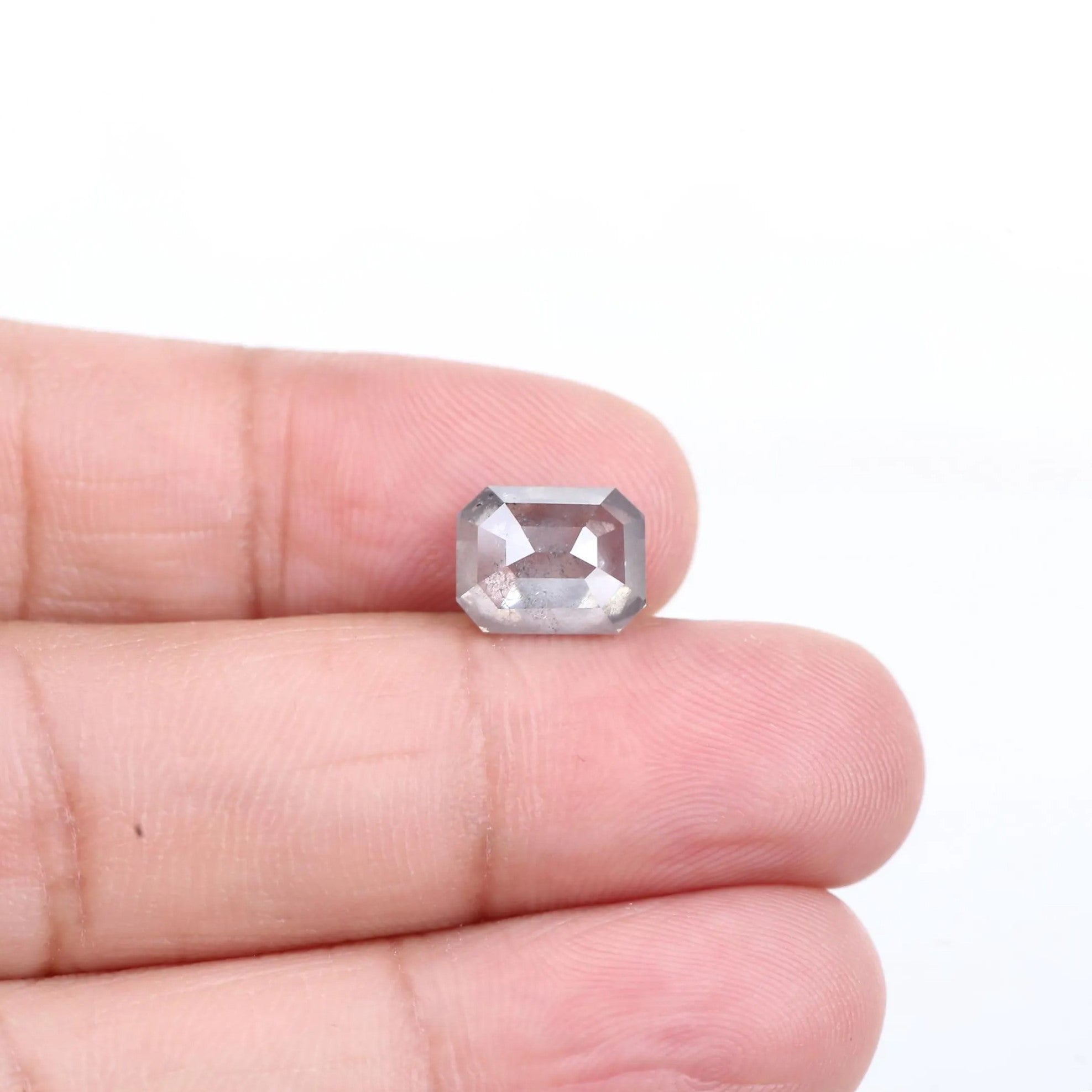 3 Carat Emerald Cut Salt and Pepper Diamond Natural 9.35 MM