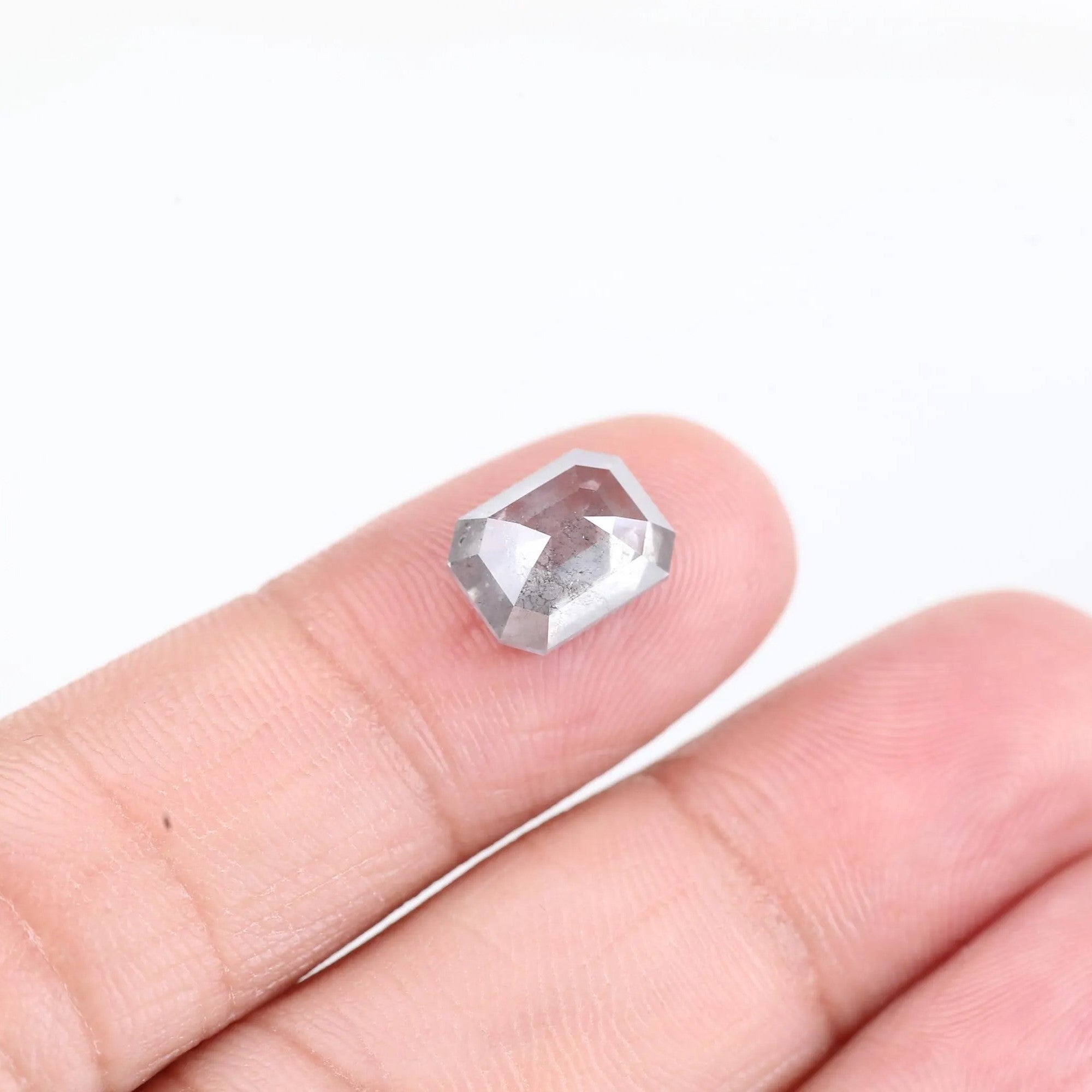 3 Carat Emerald Cut Salt and Pepper Diamond Natural 9.35 MM