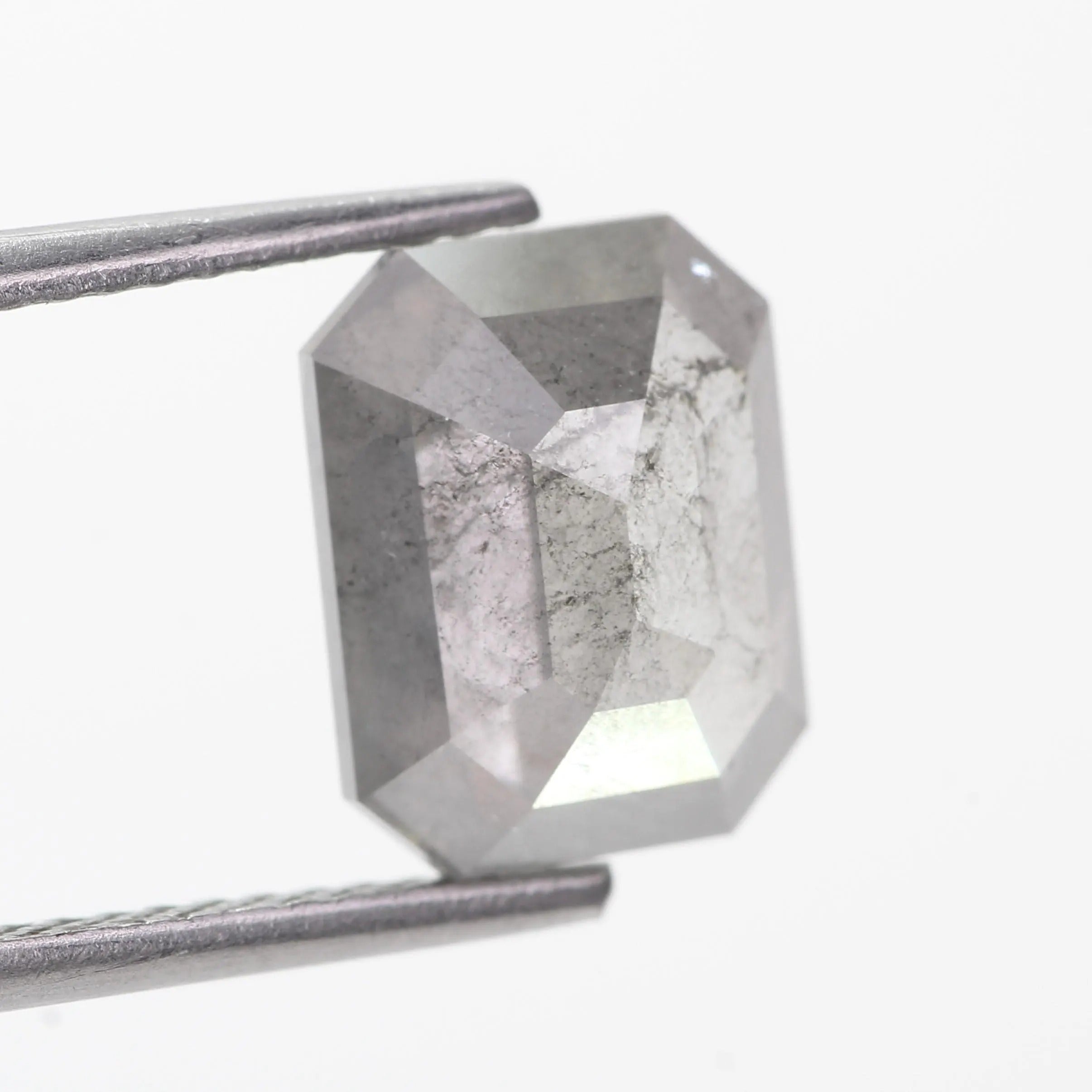 3 Carat Emerald Cut Salt and Pepper Diamond Natural 9.35 MM