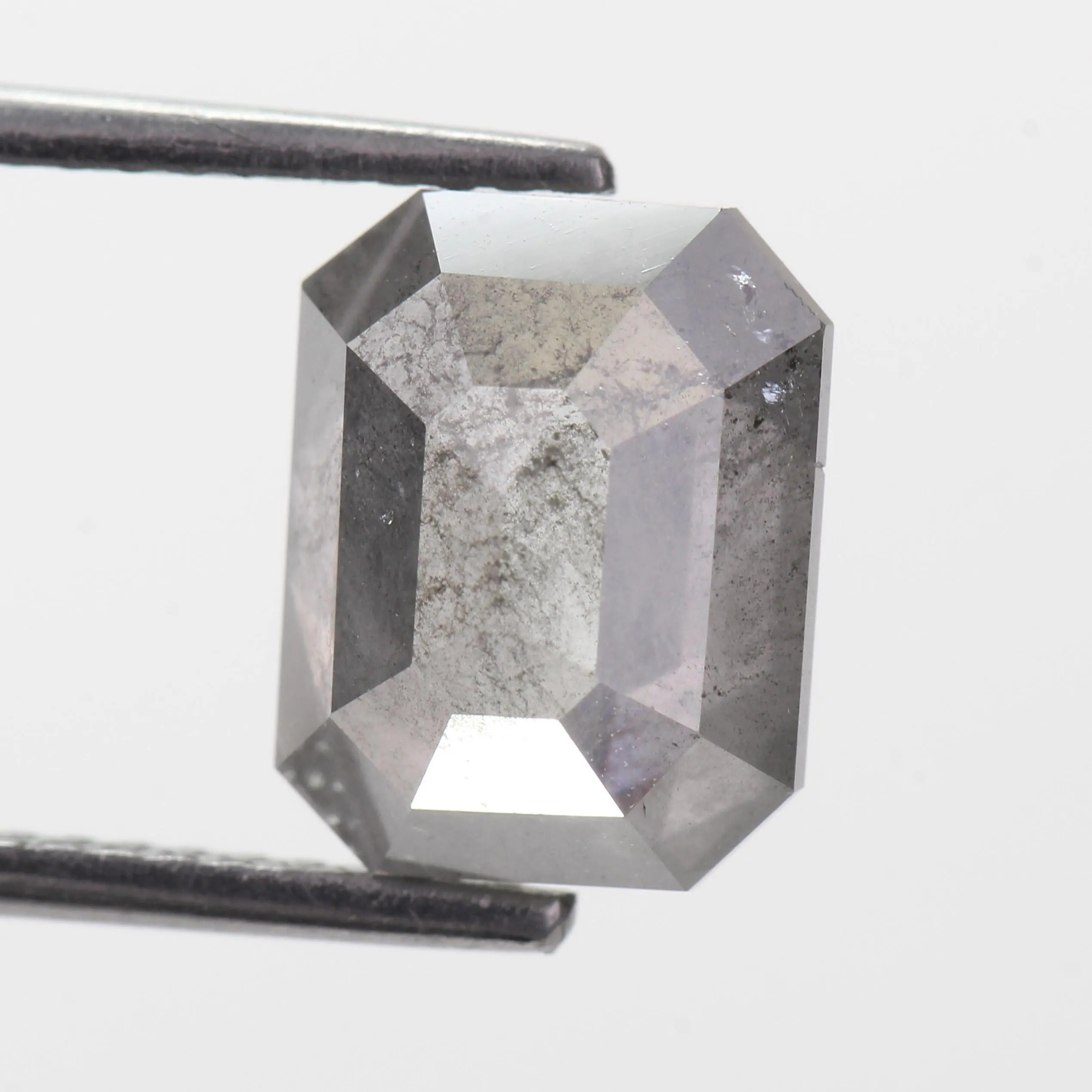 3 Carat Emerald Cut Salt and Pepper Diamond Natural 9.35 MM