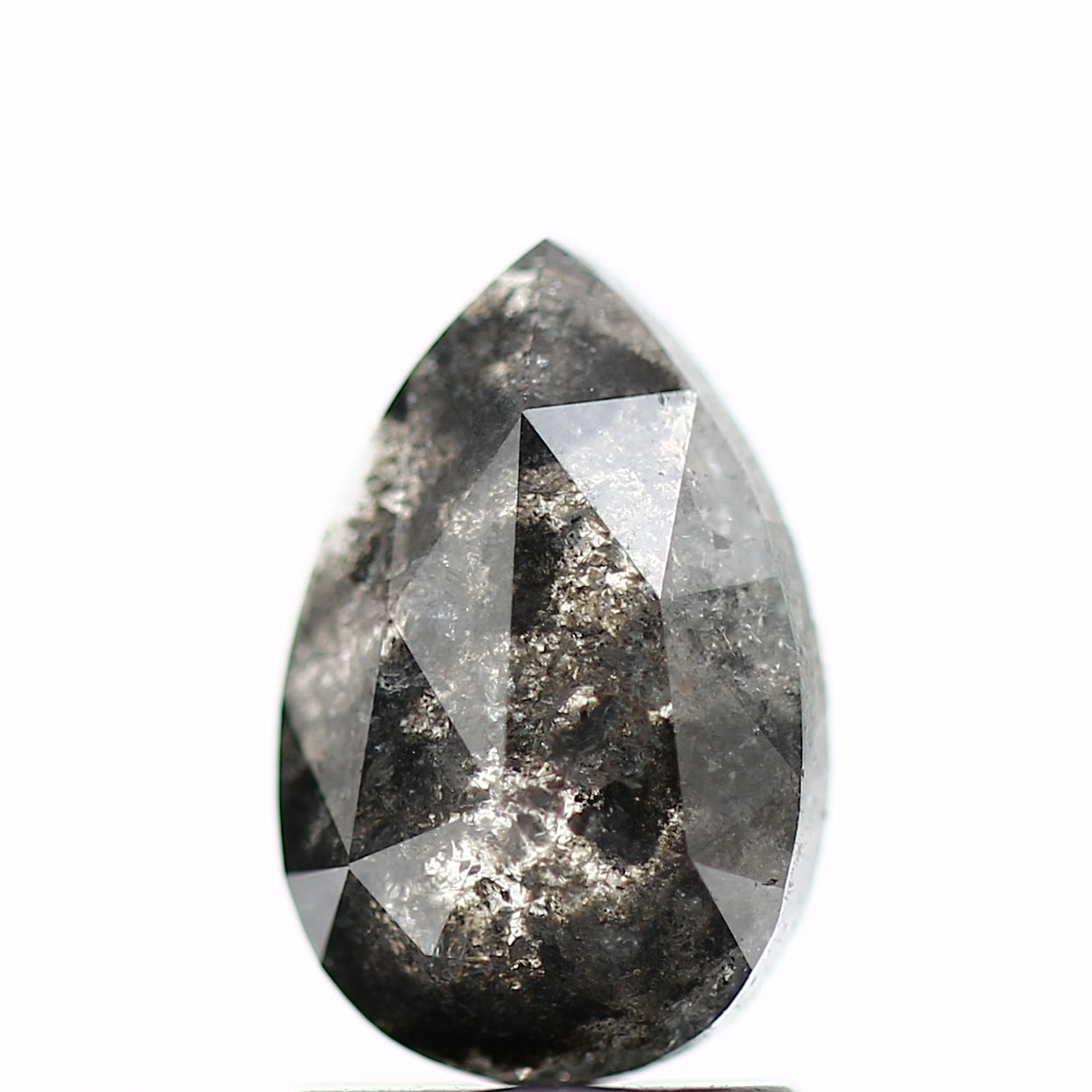 1.38 Carat Fancy Gray Rose Pear Salt and Pepper Diamond