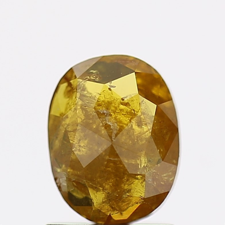 1.09 Carat Natural Fancy Yellow Oval Cut Salt Pepper Diamond 7.2 MM