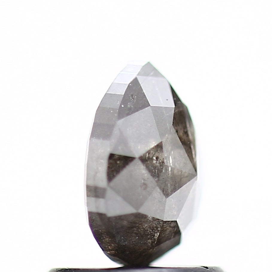 0.87 Carat Rose Cut Fancy Gray Pear Natural Diamond For Ring 6.63 MM