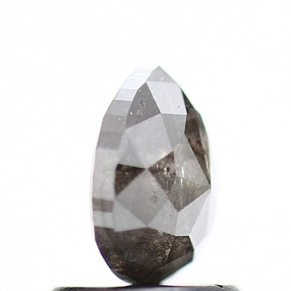 0.87 Carat Rose Cut Fancy Gray Pear Natural Diamond For Ring 6.63 MM