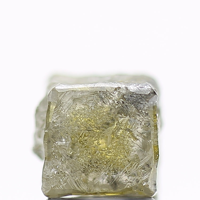3.54 Carat Natural Yellow Green Raw Rough Cube Diamond 6.5 MM