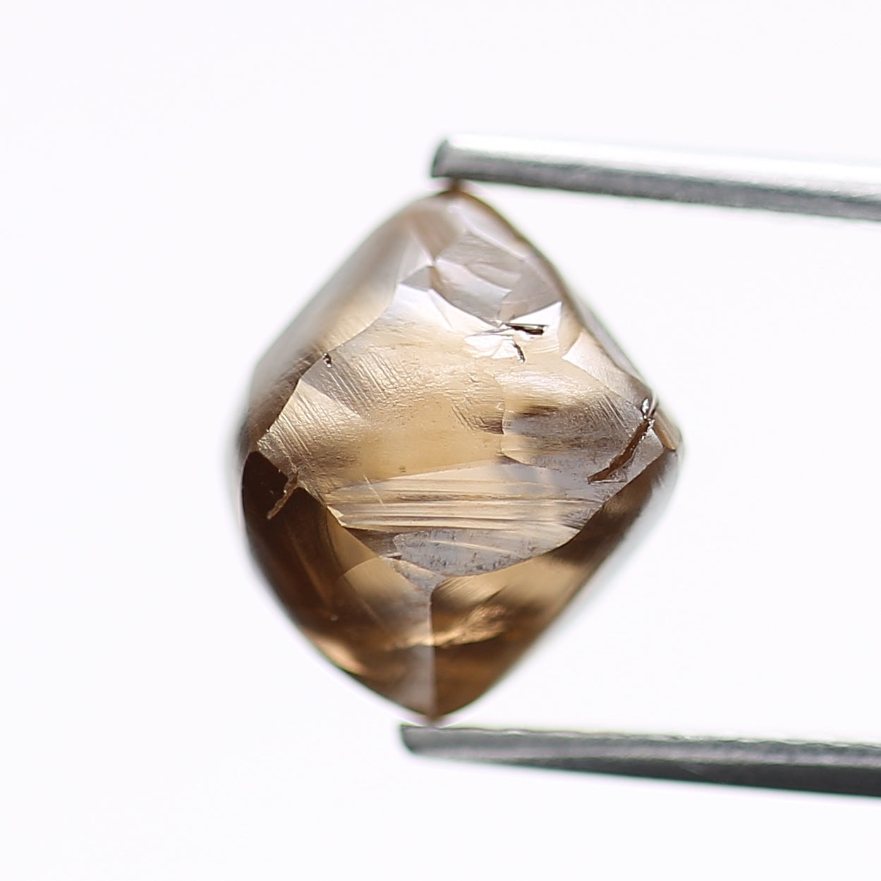3.73 Carat Natural Octahedron Fancy Champagne Brown Rough Diamond 9.11 MM