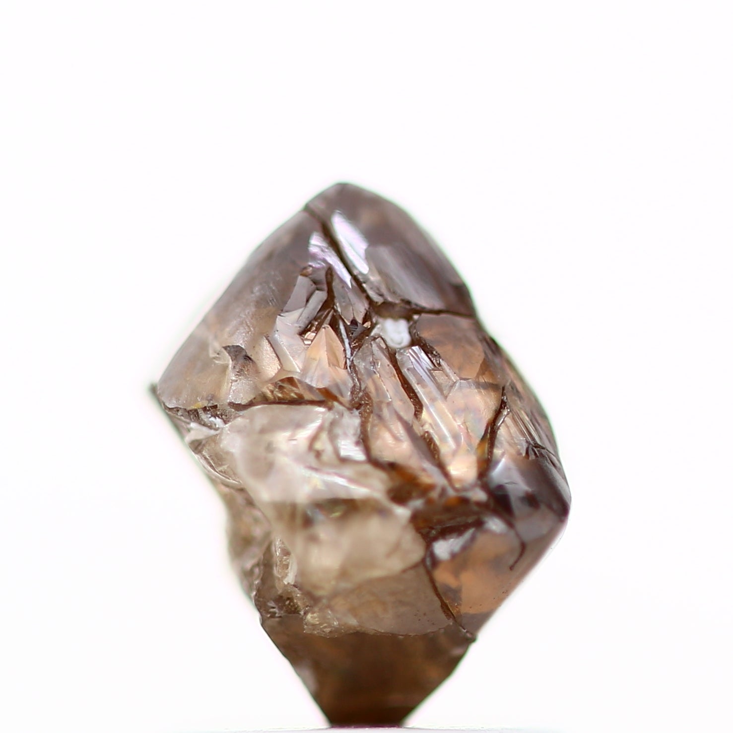 1.82 Carat Natural Fancy Cognac Brown Octahedron Rough Diamond 7.20 MM - Blackdiamond