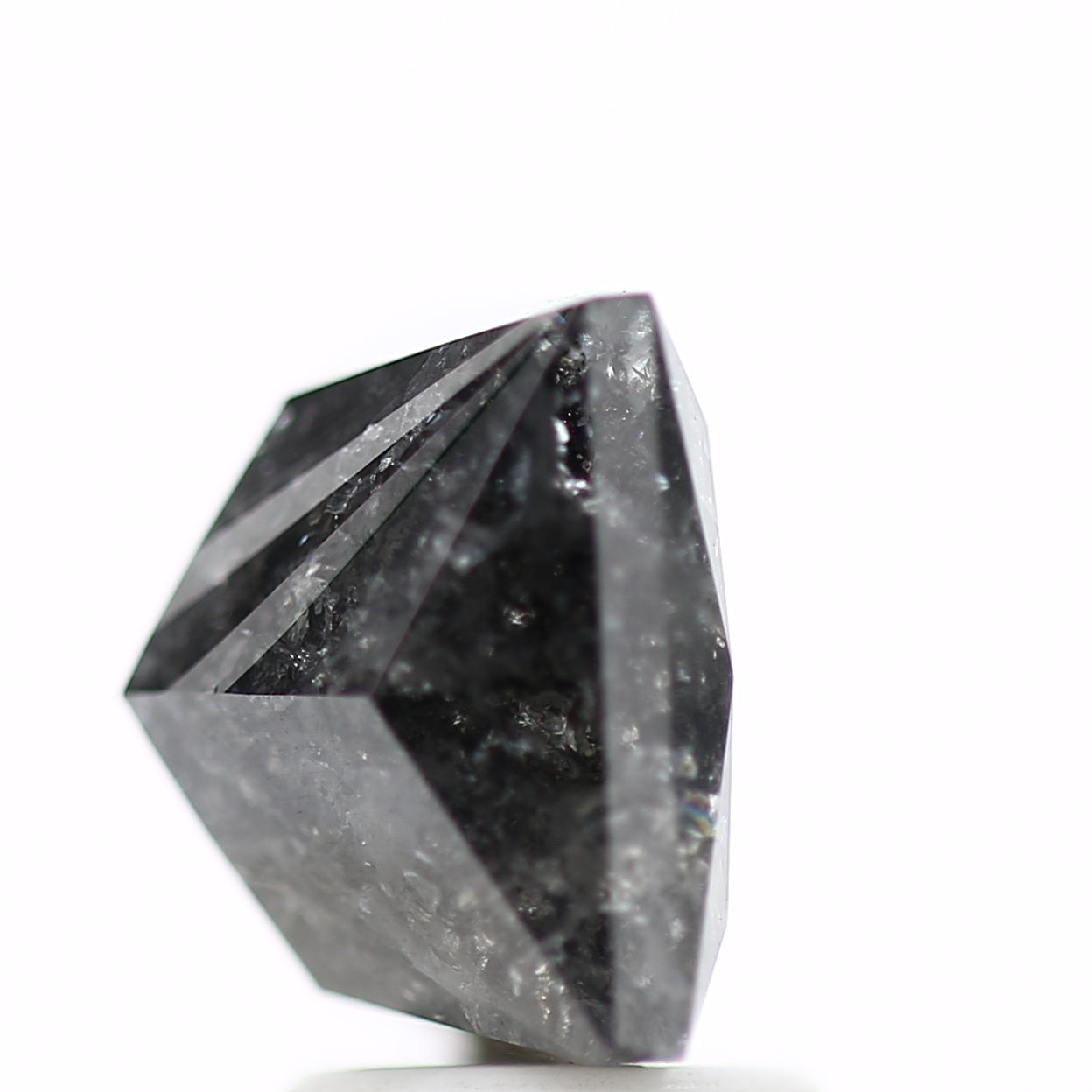 4.20 Carat 8.4 MM Natural Fancy Icy Black Princess Salt Pepper Diamond - Blackdiamond