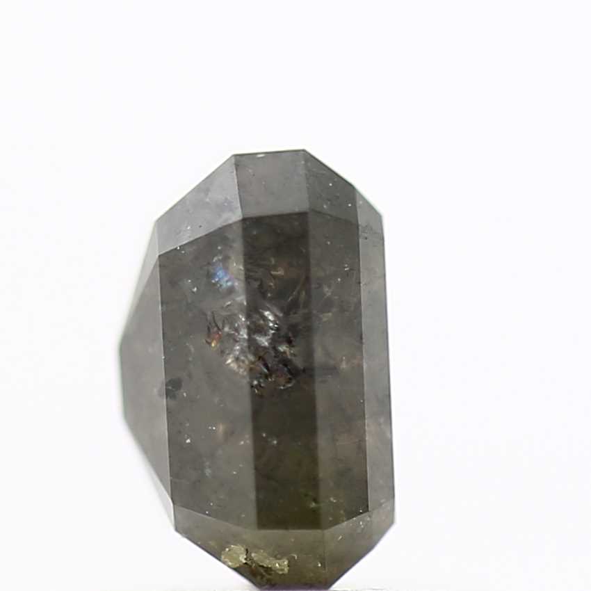 1.15 Carat 6.02 MM Natural Gray Emerald Cut Salt and Pepper Diamond - Blackdiamond