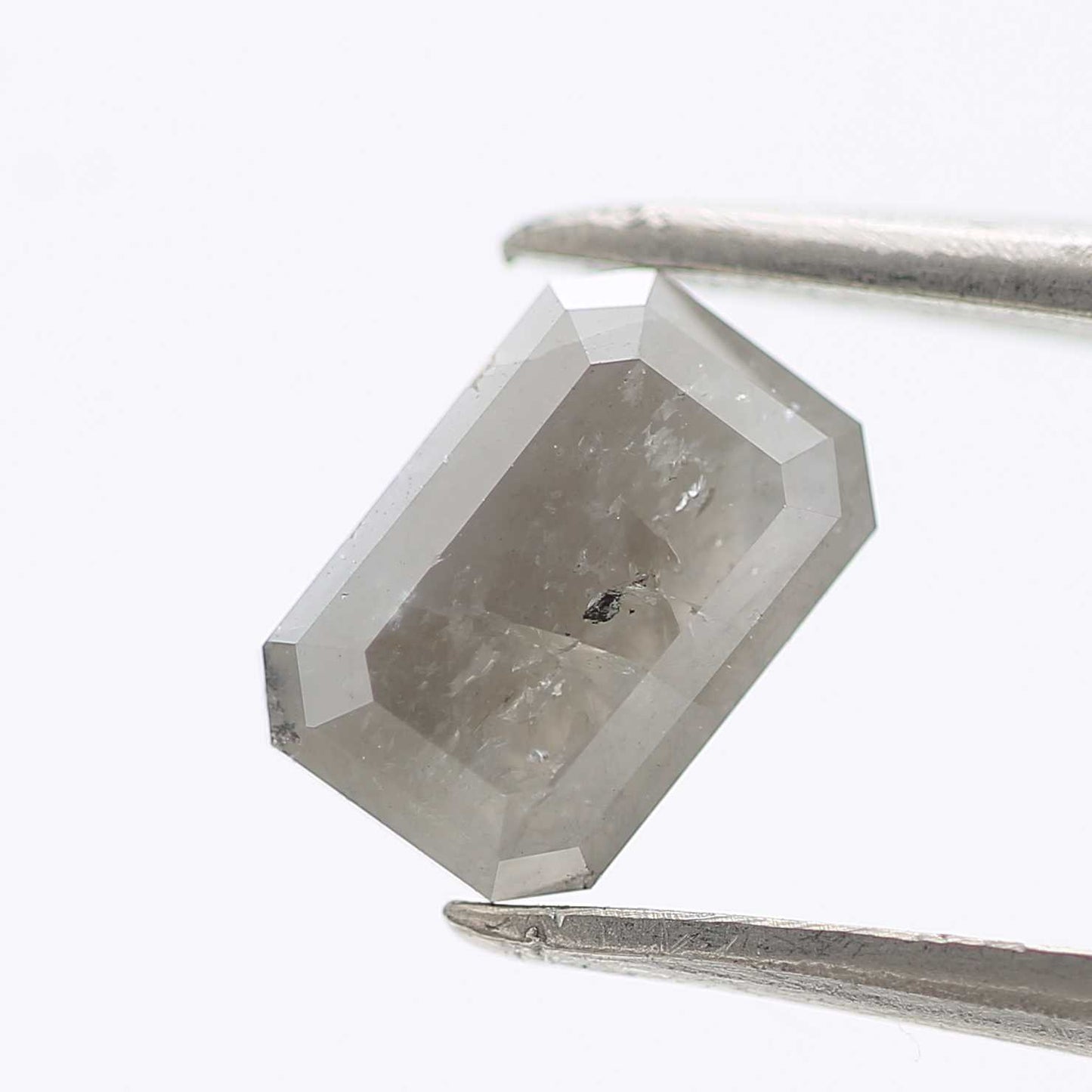 1.16 Carat 7.1 MM Fancy Milky Gray Emerald Cut Salt and Pepper Diamond - Blackdiamond