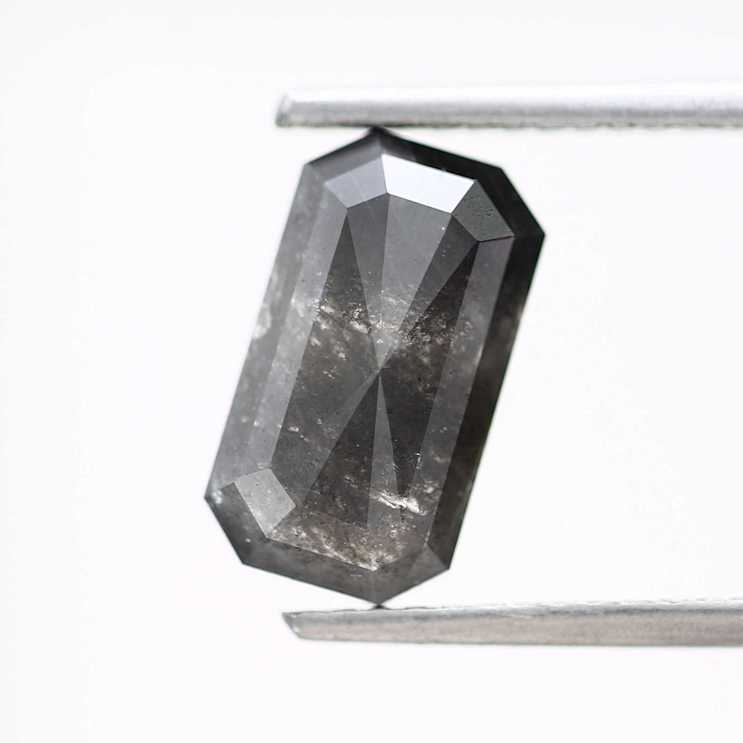 2.11 Carat 10.44 MM Natural Gray Emerald Cut Salt and Pepper Diamond - Blackdiamond