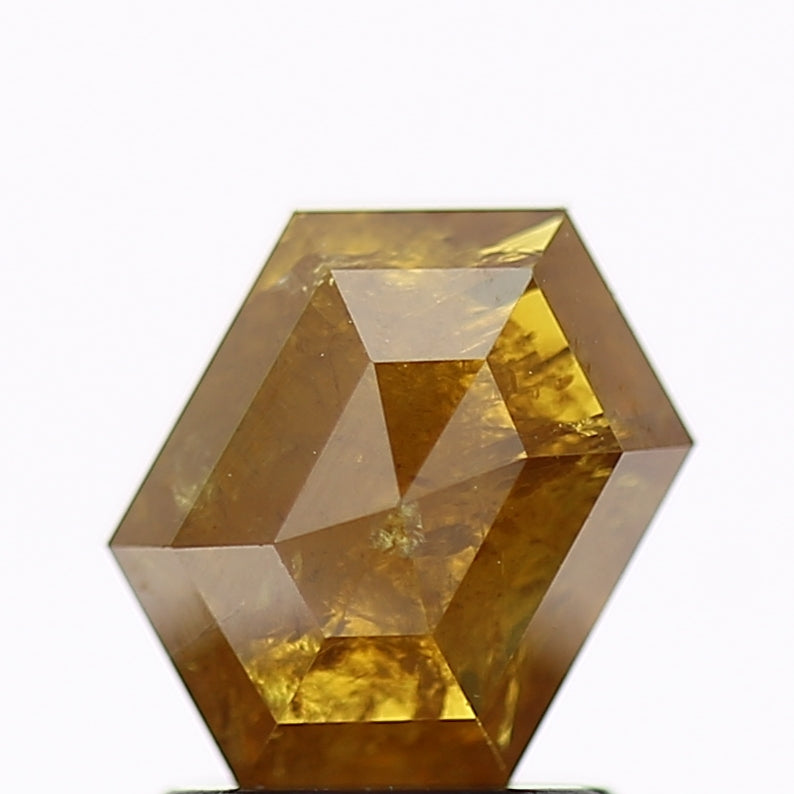 1.65 Carat Fancy Yellow Hexagon Salt and Pepper Diamond 8.1 MM
