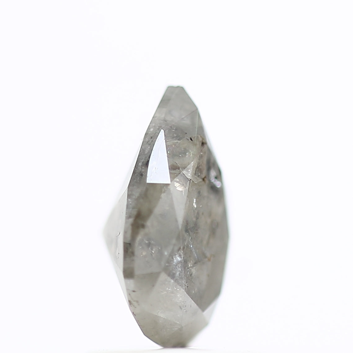 1 Carat Pear Rosecut Salt and Pepper Diamond 8 MM