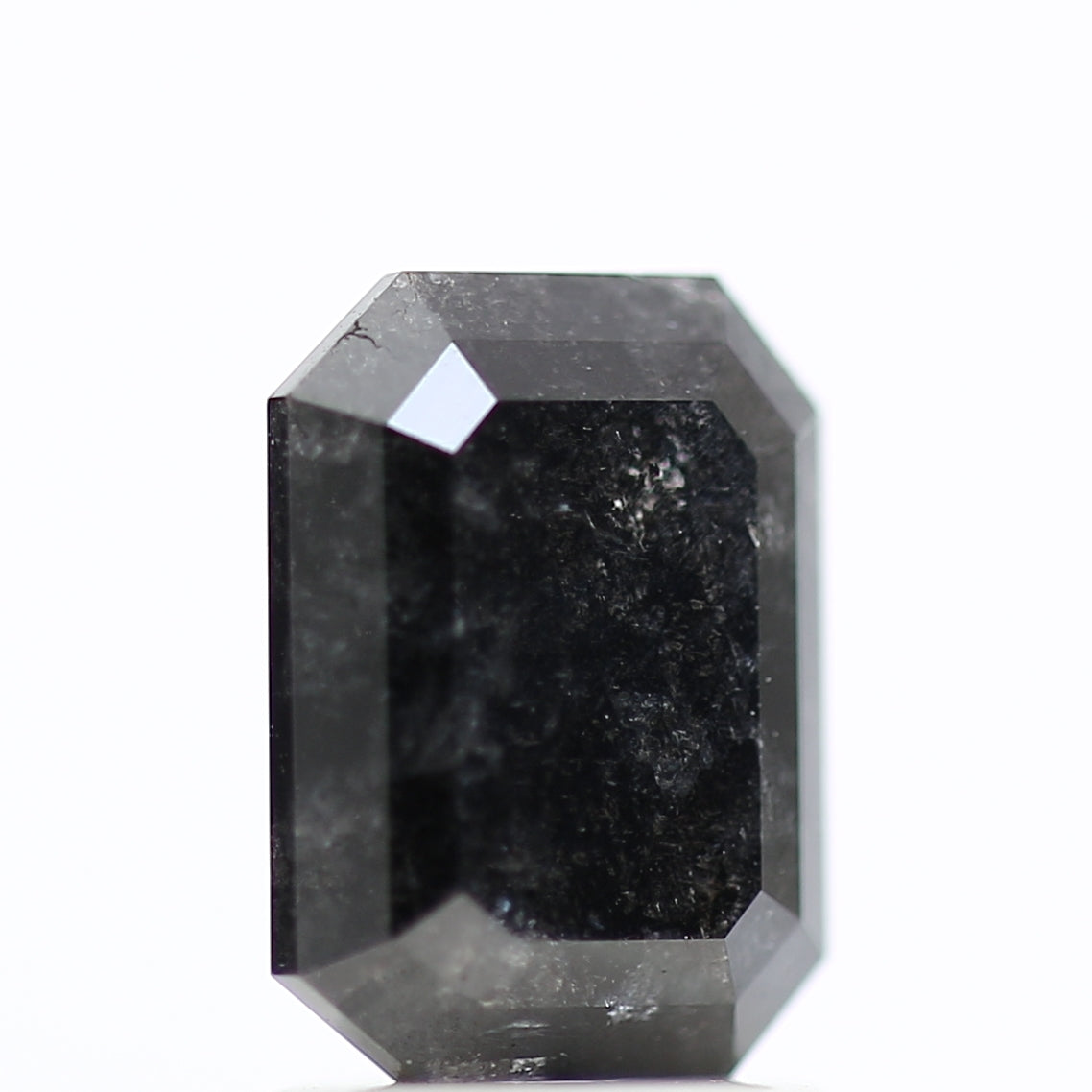 1.81 Ct Natural Color Emerald Cut Black Salt and Pepper Diamond 8.05 MM