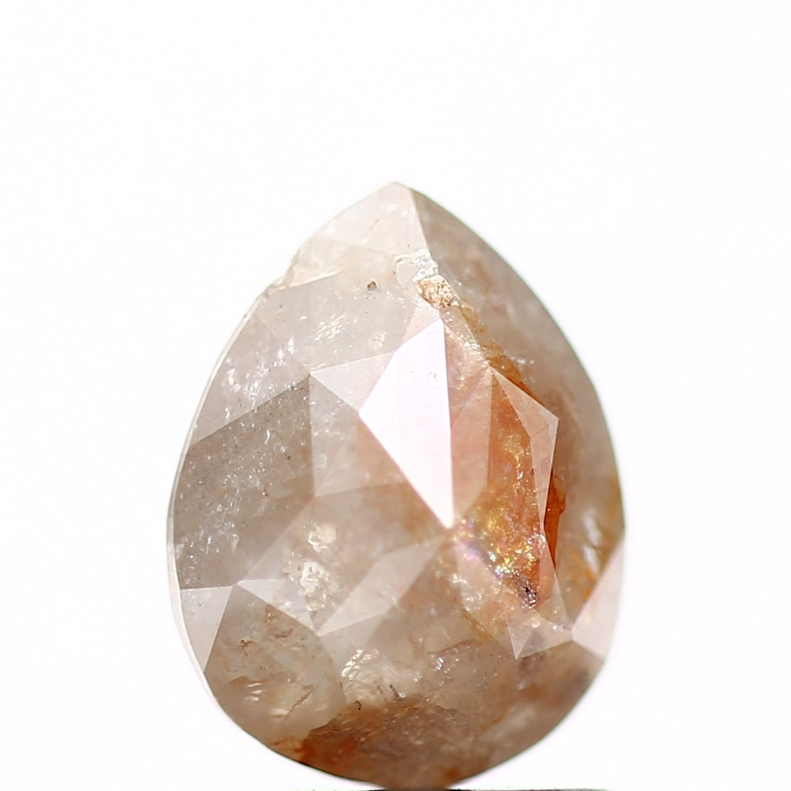 1.31 Carat Peach Orange Pear Rose Cut Natural Loose Diamond SDM918