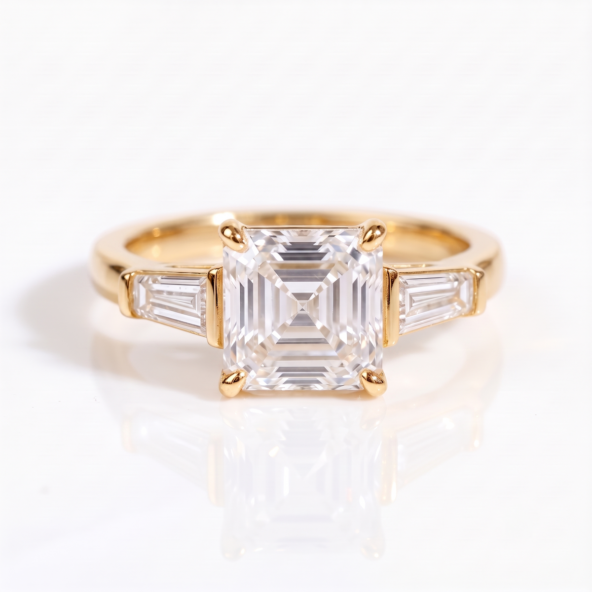 Jeraldine Asscher Three Stone Engagement Ring 14K / 18K Solid Gold