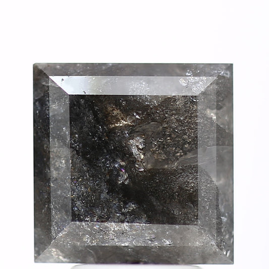 3.22 Carat 8.55 MM Natural Gray Princess Salt and Pepper Diamond
