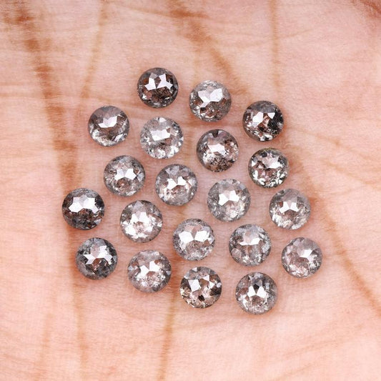 3 MM Rose Cut Salt & Pepper Diamonds Lot