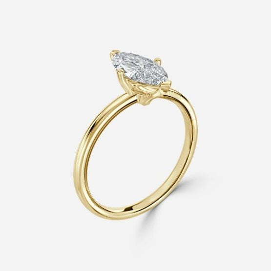 Deltic Marquise Solitaire Engagement Ring 14K / 18K Solid Gold