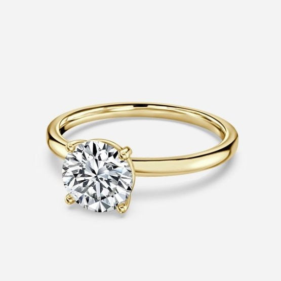 Deltic Round Solitaire Engagement Ring 14K / 18K Solid Gold