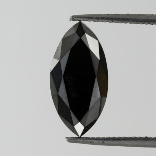 4.15 Carat Black Marquise Shape Double Cut Faceted Diamond Perfect For Engagement Ring