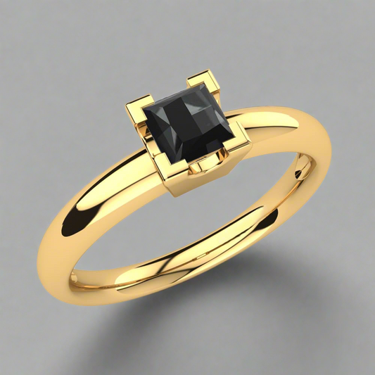 0.45 Carat Solitaire Princess Cut Black Diamond Engagement Ring