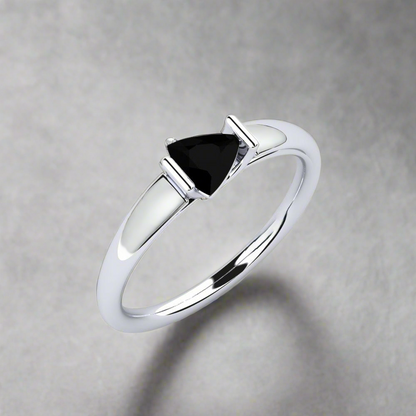 0.55 Carat Natural Trillion Black Diamond 14K Solid Gold Engagement Ring