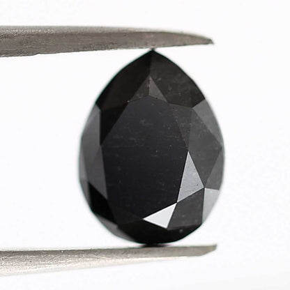 2.02 Carat Double Cut Natural Pear Loose Black Diamond