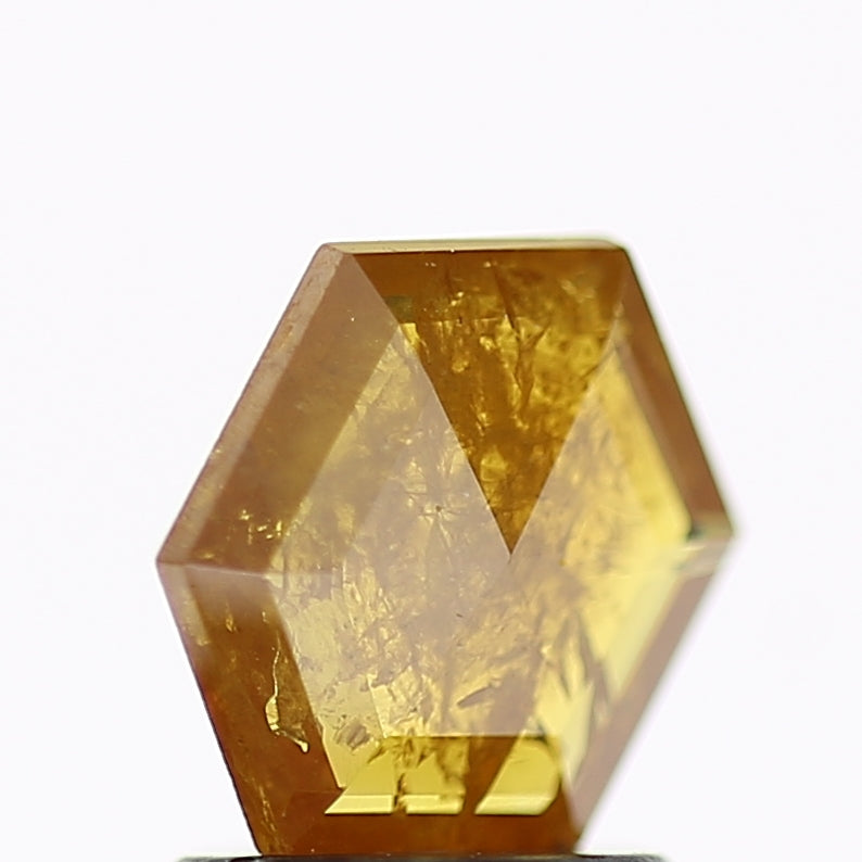 0.86 Carat Fancy Yellow Hexagon Salt and Pepper Diamond 7 MM