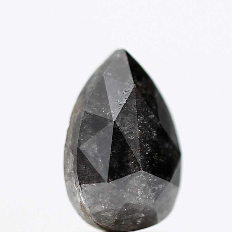 1.56 Carat Natural Black Diamond Pear Rose Diamond