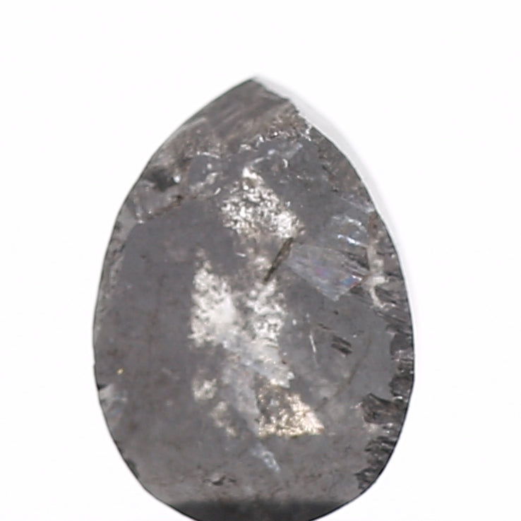 0.97 Carat Natural Pear Rose Cut Gray Salt and Pepper Diamond SDM162