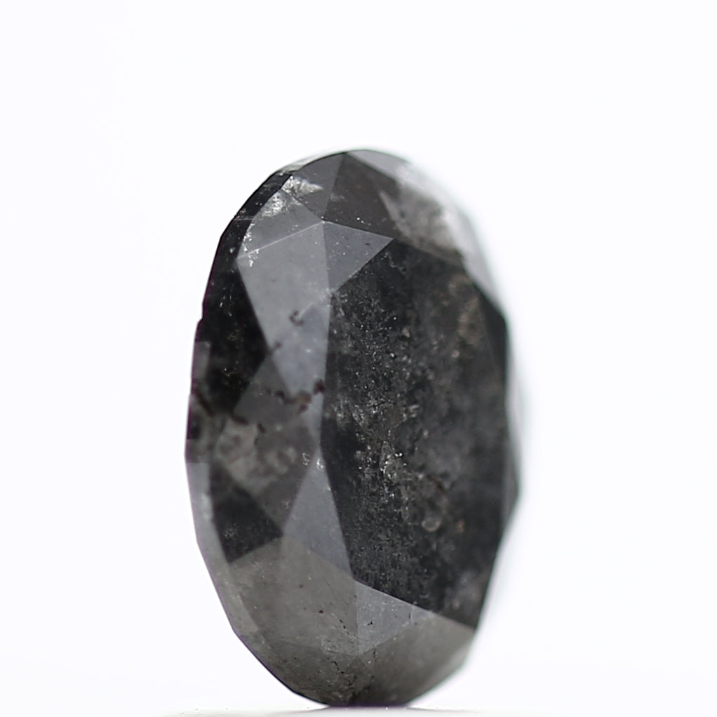 1.17 Carat Rose Cut Salt and Pepper Diamond Oval Fancy Gray Diamond 7.67 MM