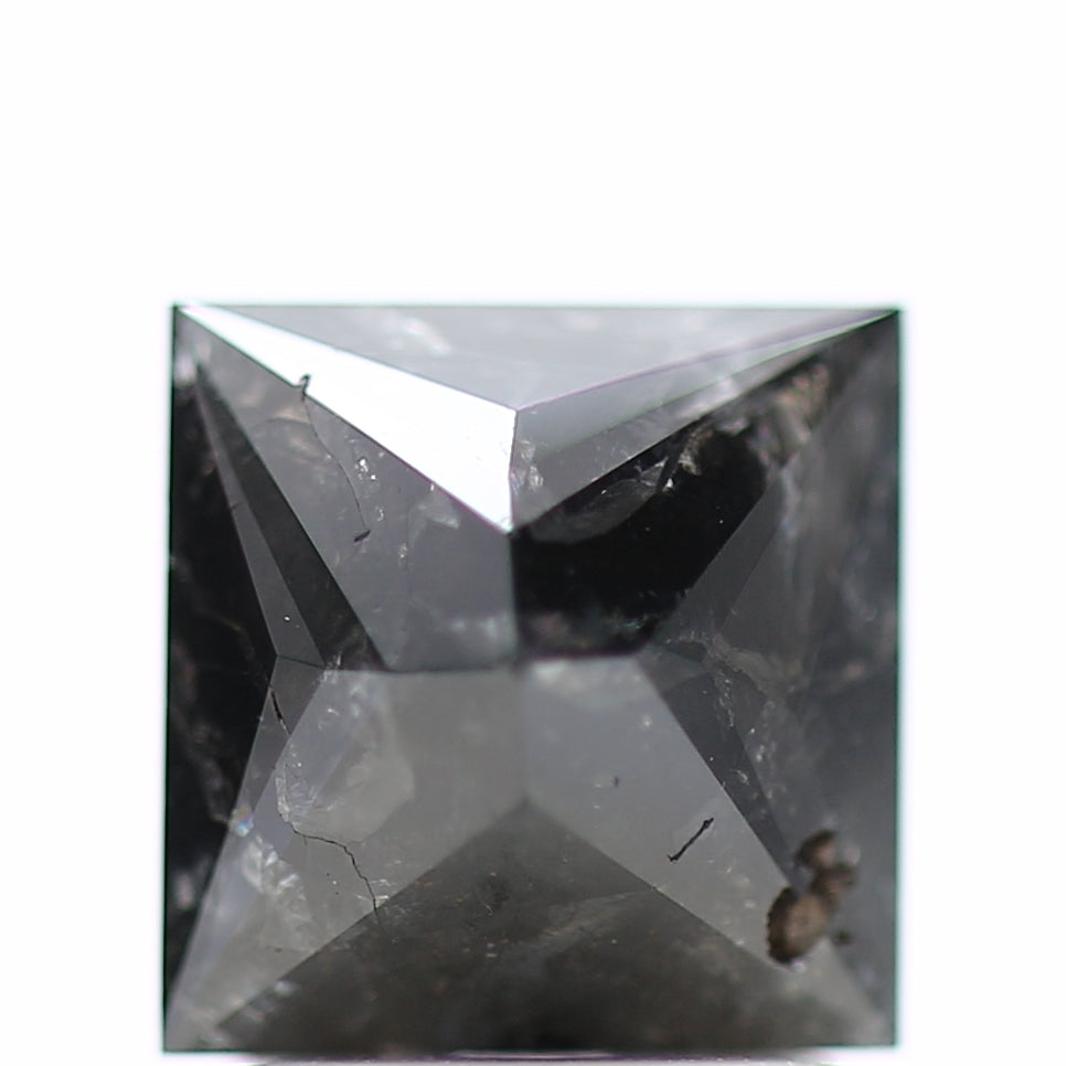 1.5 Ct Black Diamond Natural Princess Cut Loose Stone 6.47 MM