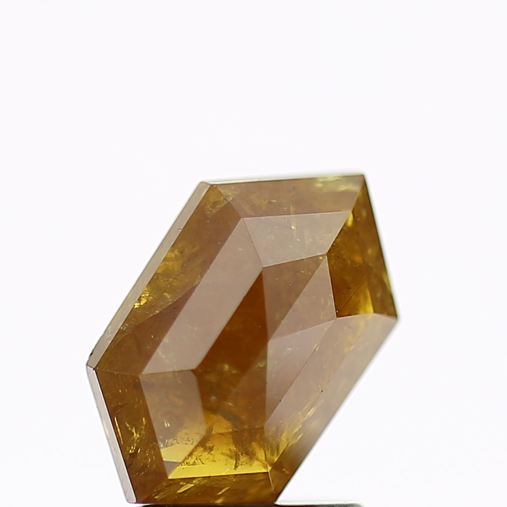 1.91 Carat Elongated Hexagon Salt and Pepper Diamond Yellow 10 MM