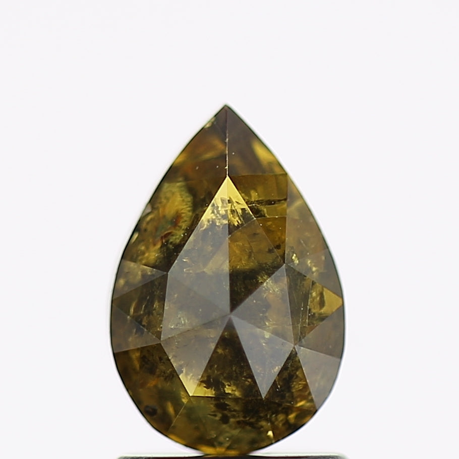 1.29 Carat Natural Pear Salt and Pepper Diamond Fancy Deep Yellow 8.5 MM