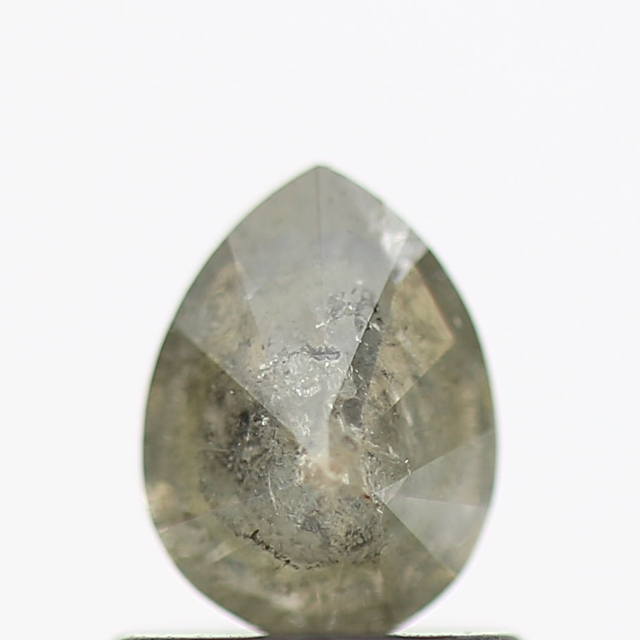 0.79 Carat Natural Pear Gray Salt and Pepper Diamond 6.43 MM