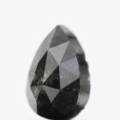 1.77 Carat Rose Cut Black Pear Salt and Pepper Diamond 8.60 MM