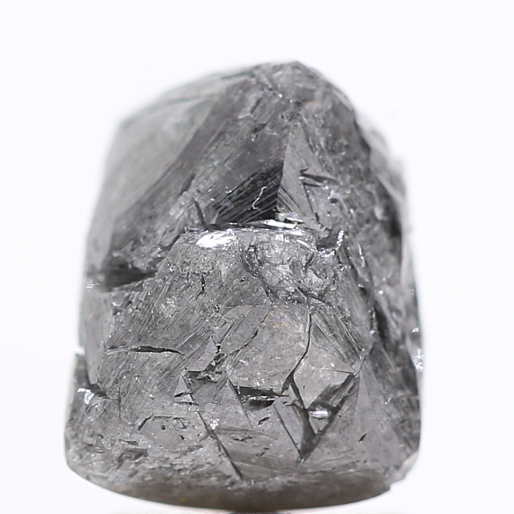 3.27 Carat Fancy Gray Octahedron Raw Rough Natural Diamond 8.20 MM - Blackdiamond