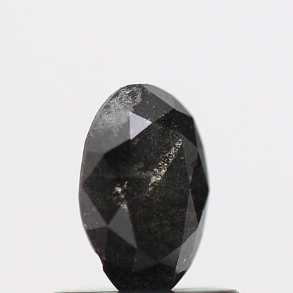 1.02 Carat Fancy Black Oval Salt and Pepper Diamond 6.3 MM