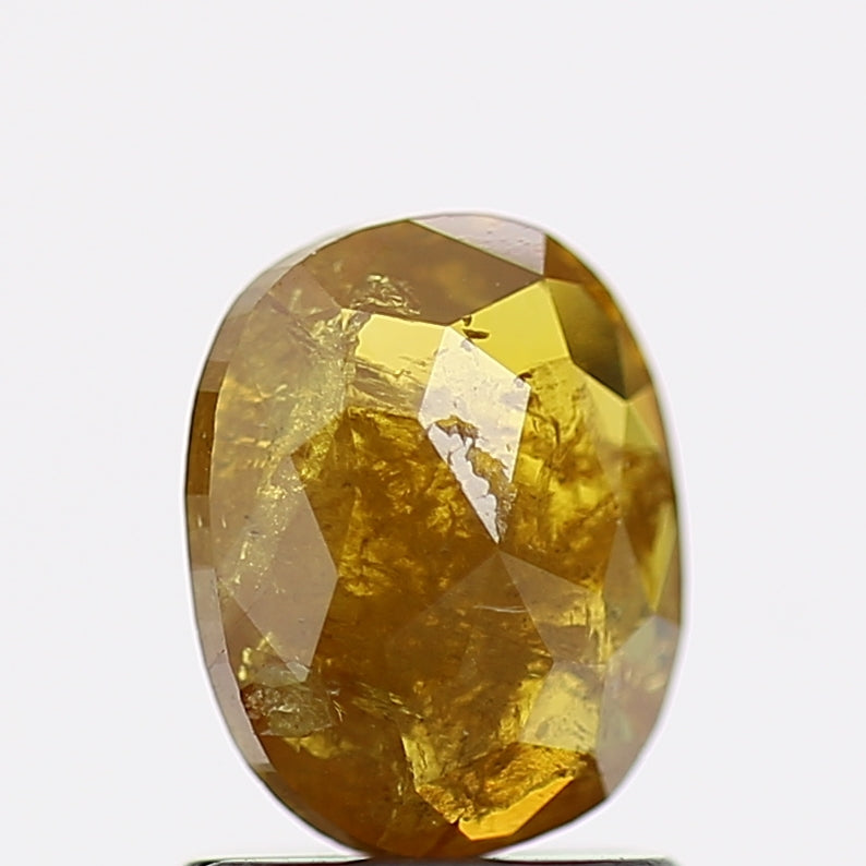 1.09 Carat Natural Fancy Yellow Oval Cut Salt Pepper Diamond 7.2 MM