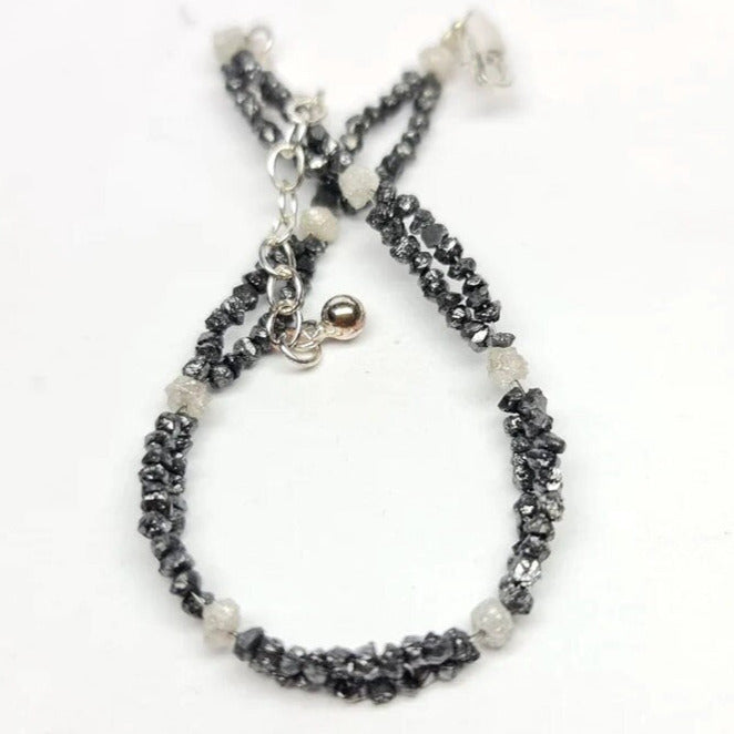 raw diamond black beads brecelet