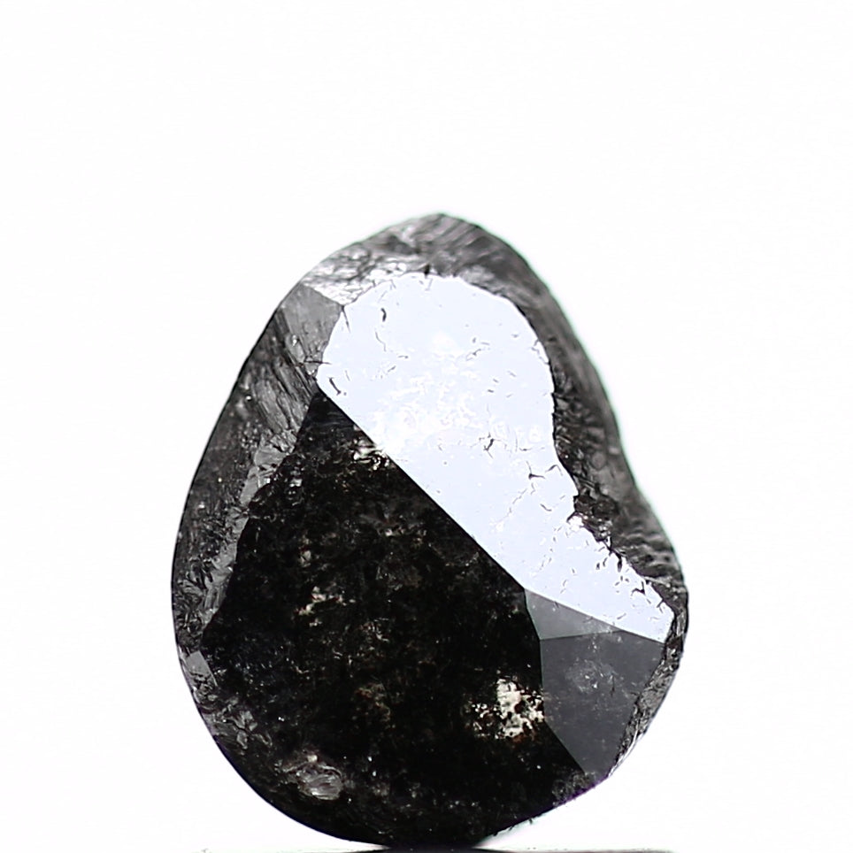 1.14 Carat Natural Pear Rose Cut Black Salt and Pepper Diamond SDM190