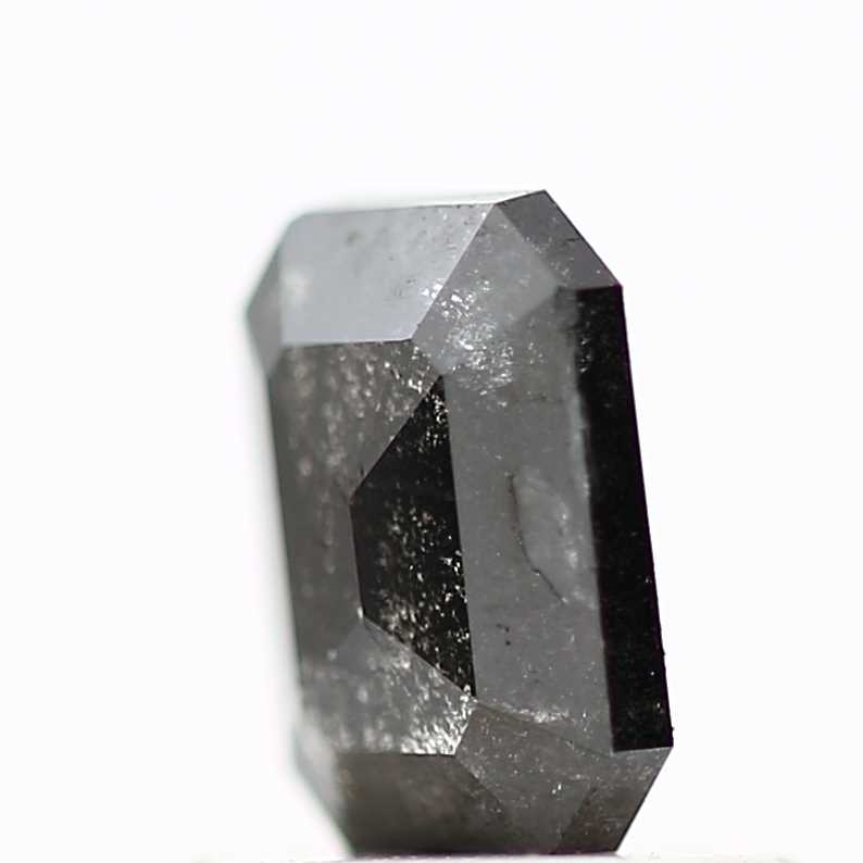 0.63 Carat 5.90 MM Black Galaxy Emerald Cut Salt and Pepper Diamond - Blackdiamond