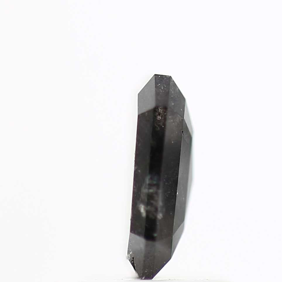 0.78 Carat 6.66 MM Natural Black Emerald Cut Salt and Pepper Diamond - Blackdiamond