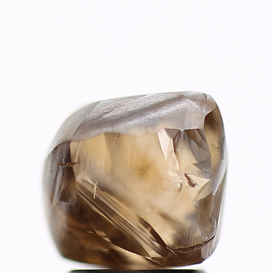 3.73 Carat Natural Octahedron Fancy Champagne Brown Rough Diamond 9.11 MM