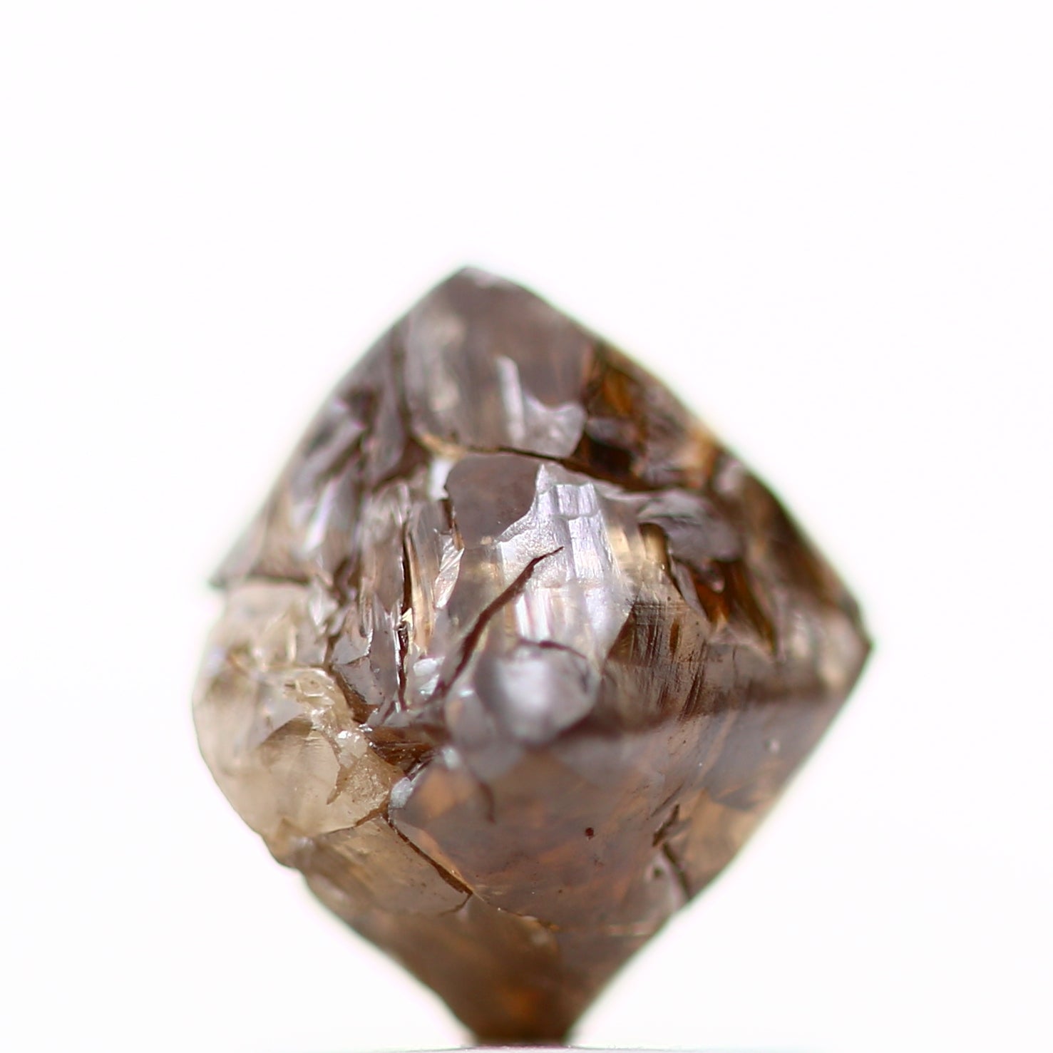 1.82 Carat Natural Fancy Cognac Brown Octahedron Rough Diamond 7.20 MM - Blackdiamond
