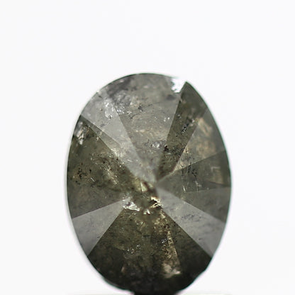 1.22 Carat Oval Brilliant Cut Natural Greenish Gray Diamond 7.40 MM