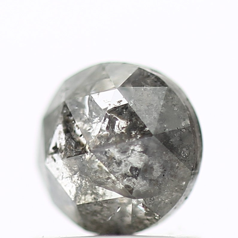 0.83 Carat 5.6 MM Natural Fancy Gray Rose Cut Salt and Pepper Diamond - Blackdiamond