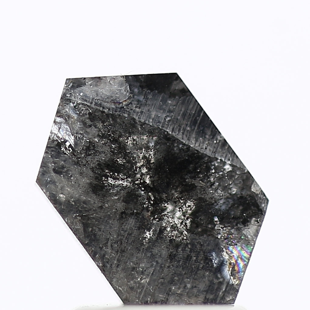 1.41 Carat Natural Gray Hexagon Salt And Pepper Diamond 8.83 MM